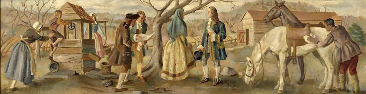 Caleb Heathcote's painting, "Busy the Richbell Farm" depicting a farm scene